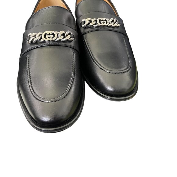 GUCCI Men's Chain Calf Black Leather Loafer, 739774, Gucci 11 - Picture 2 of 16